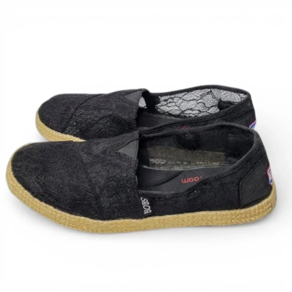 Skechers Bobs Floral Mesh‎ See Through Top Slip On Espadrille Shoe 7.5